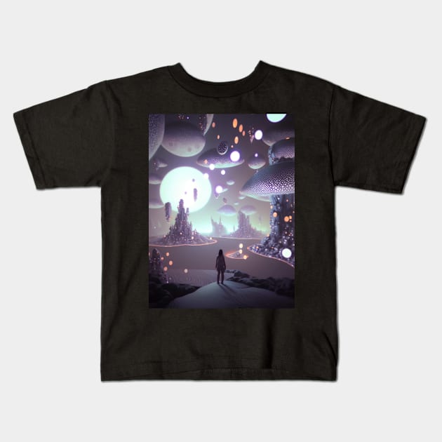 Nyla, and The Otherworldly Light Kids T-Shirt by Depressed Bunny